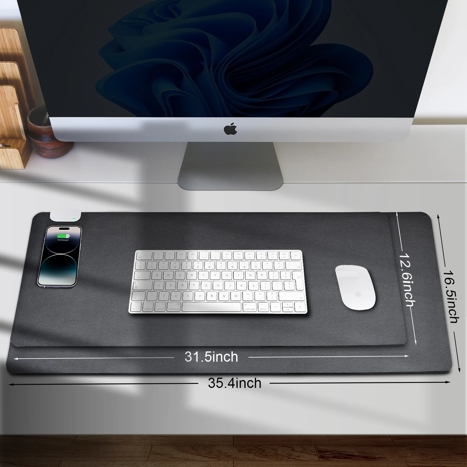 Custom Logo Mouse Pads Wireless Charger Desk Mat Pu Leather Xxl Gamer