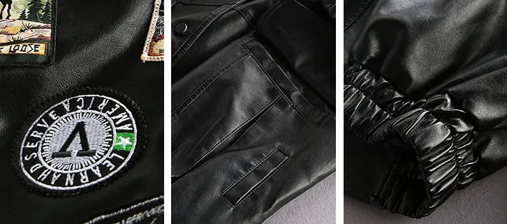 Men's Embroidered Leather Jacket Loose Casual Winter Style_voghion.com