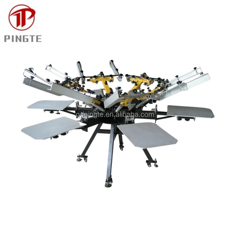 6色6ステーション回転式スクリーン印刷機 Tシャツシルクスクリーン印刷