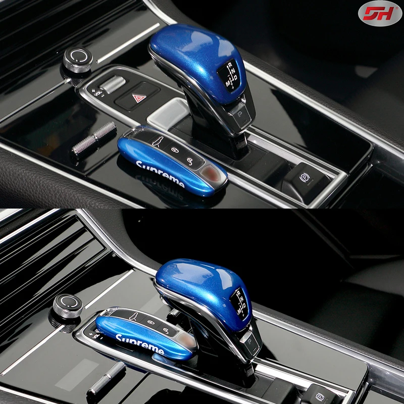 1pc For Porsche Panamera Real Carbon Fiber Gear Shift Knob Cover New Energy Interior Decoration Car Part