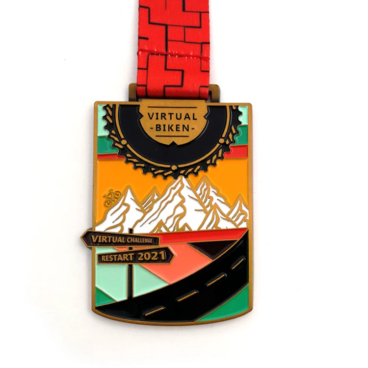 Free Sample Custom Made Gold Mountain Bike Race Medal