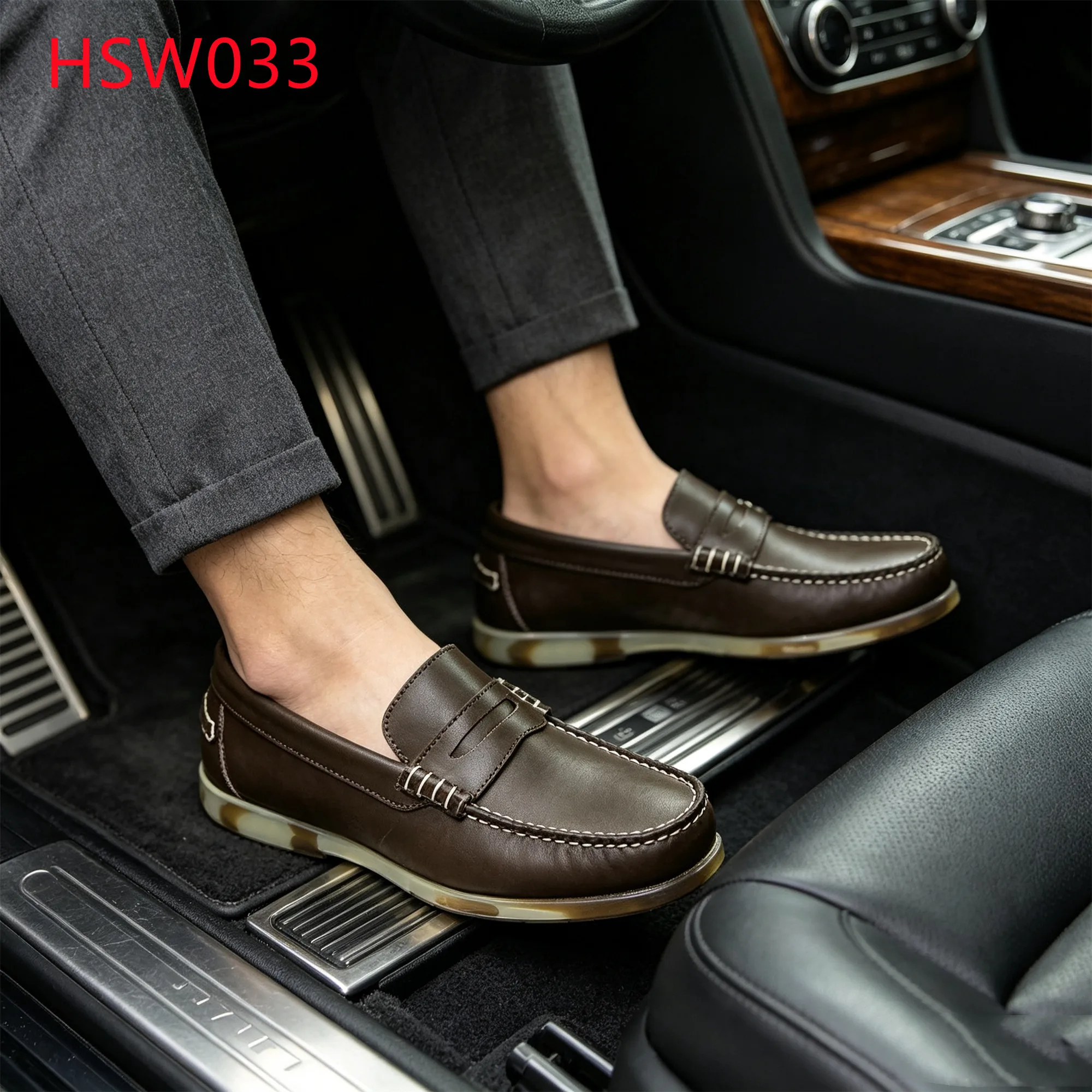 LXG,Yacht/Marine Walk Colorful Rubber Sole Hua Singh Moccasin Shoes Penny Strap Design Pull-on Chocolate Brown Deck Shoes HSW033