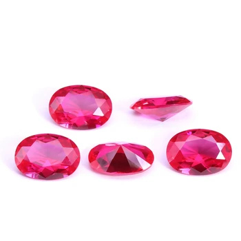 Wholesale synthetic gems 5# red Corundum ruby Oval cut Loose gemstones 8*12mm-9*14mm