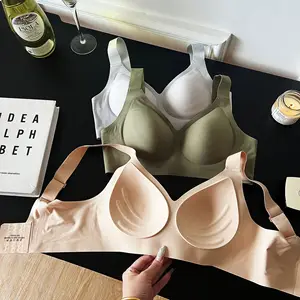 Factory Direct Wholesale Traceless Wireless Sports Bra Fixed Cups Jelly Fabric Large Size Adjustable Breathable Full Bust Bras