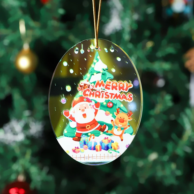 product factory wholesale cheaper glass pendant uv printing custom merry christmas ornament gifts christmas decoration supplier-33