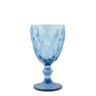 Glass Light Blue Blue Color Embossed Engraved Glass Wine Drinking Goblet European Style Vintage-inspired Pattern Light Blue Water Goblets
