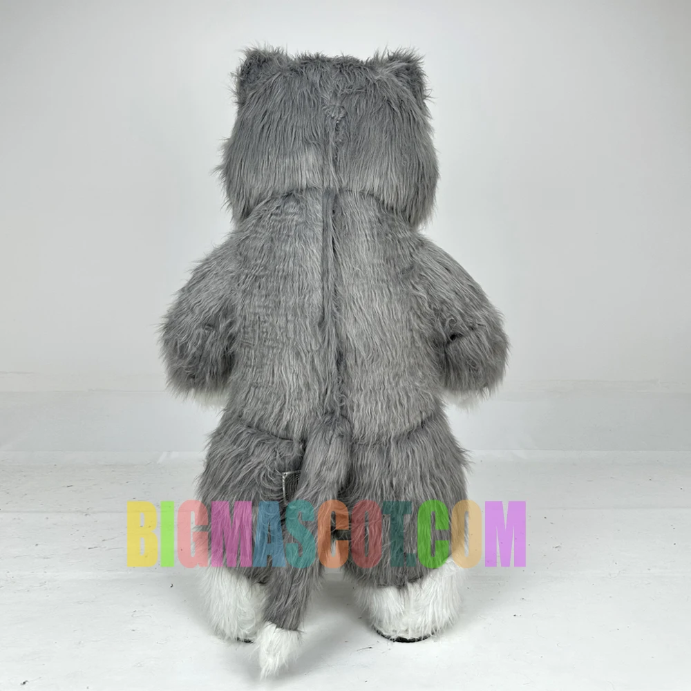 Happy Sky Adult Gray Cat Inflatable Mascot Costume for Stage Performance Unisex Cartoon Animal Cosplay Easter/Halloween Party