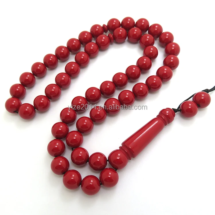 Latest Design Resin Red Coral Color Necklaces Muslim Rosary Beads Size 10mm Subha Tesbih Beads Islamic Rosary Prayer Bead