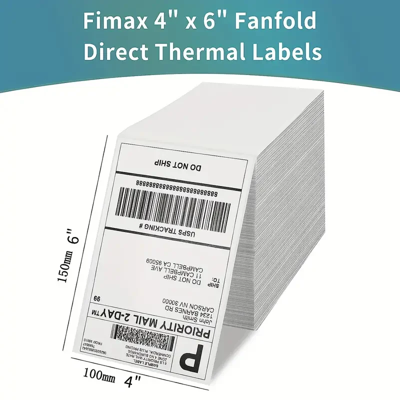 High Visibility Thermal Adhesive Waterproof Recyclable Paper Stickers 100*150 mm Thermal Labels for Shipping Packaging