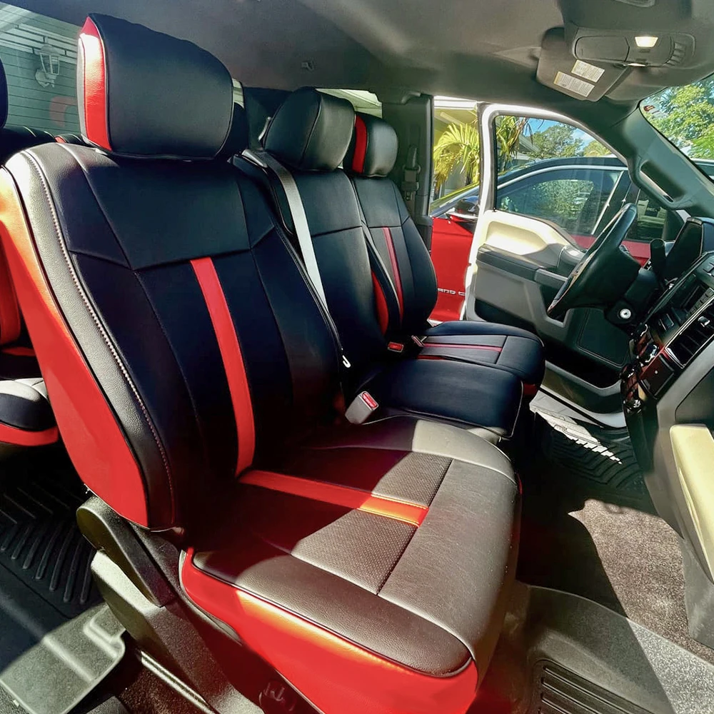 Full Set Faux Leather Car Seat Covers For Ford F150/F250/F350/F450 (5-Seats) - Airbag Friendly