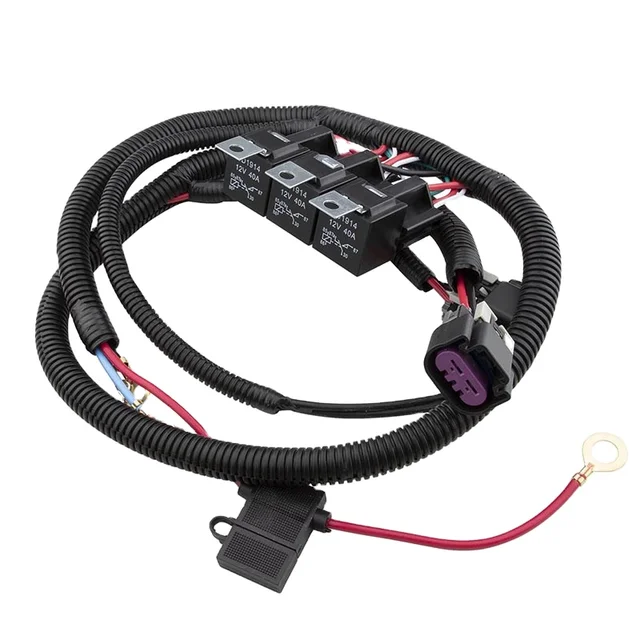 Dual Electric Fan Upgrade Wiring Harness Kit for 1999-2006 GM ECU Control Electric Cooling Fan 7L5533A226T