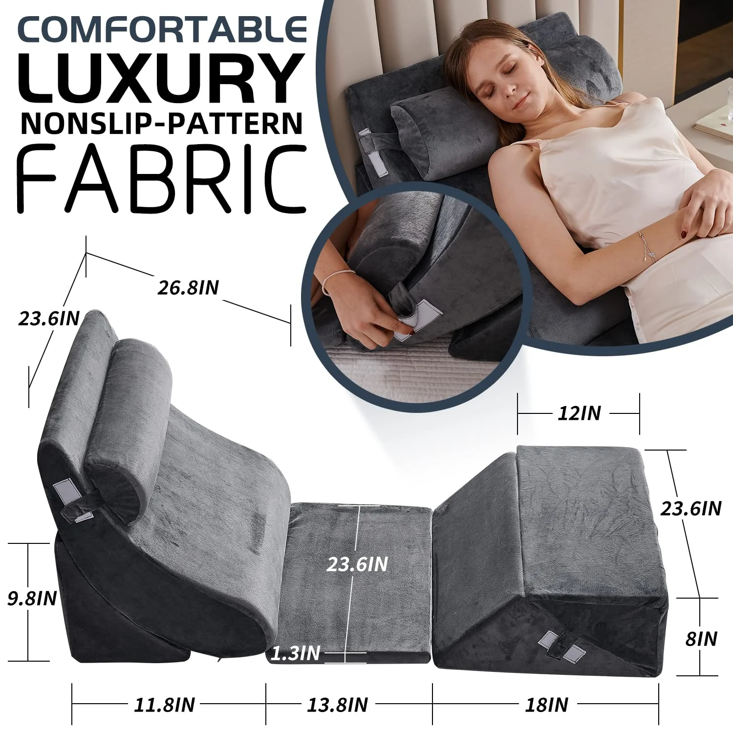 Orthopedic Bed Wedge Pillow Set 6pcs Adjustable Pillows For Neck Back