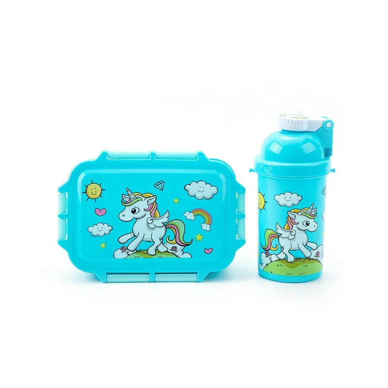 COO&KOO Unicorn Lunch Bag Lunch Box Set, Insulated Lunch Bag with 3  Compartment Bento Box Ice Pack Water Bottle Silicon Cap Spoon Salad  Container for
