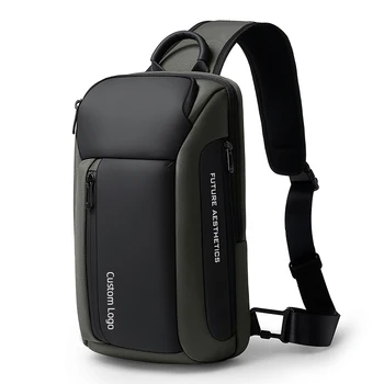 Men's Shoulder Crossbody Sling Bag Fashionable Waterproof Black Chest Bag with Anti-Theft Feature for Summer and Spring