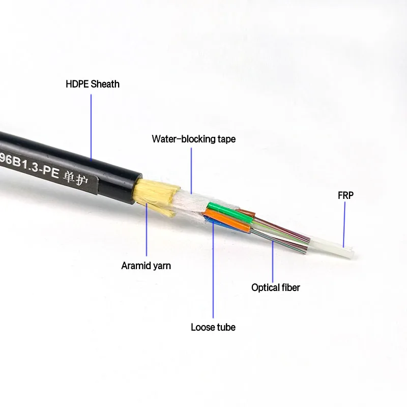 G652D Single Mode Fiber Optic Cable 24-48 Core ADSS, 4km/Drum for Aerial  Outdoor Applications