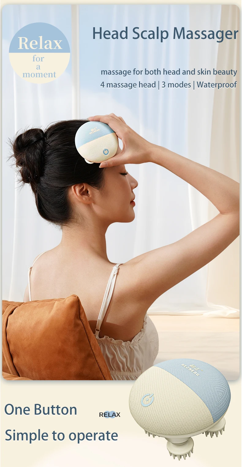 New Trends Products 2025 Head Scalp Massage Device Japanese Head Spa IPX7 Waterproof Scalp Head Massager With Red Light