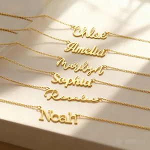 Ilona DIY Personalized English Letter Name Necklace  Gold Plated Stainless Steel Necklace Jewelry Collier En Acier Inoxydable