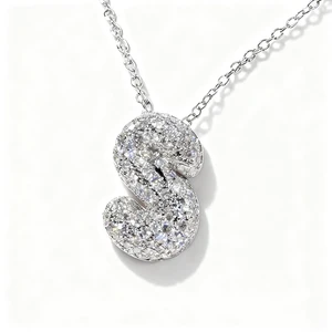 Factory Manufacturer Moissanite Initial Necklace Platinum Plated Personalized 3.53CT Alphabet Pendant for Men and Women