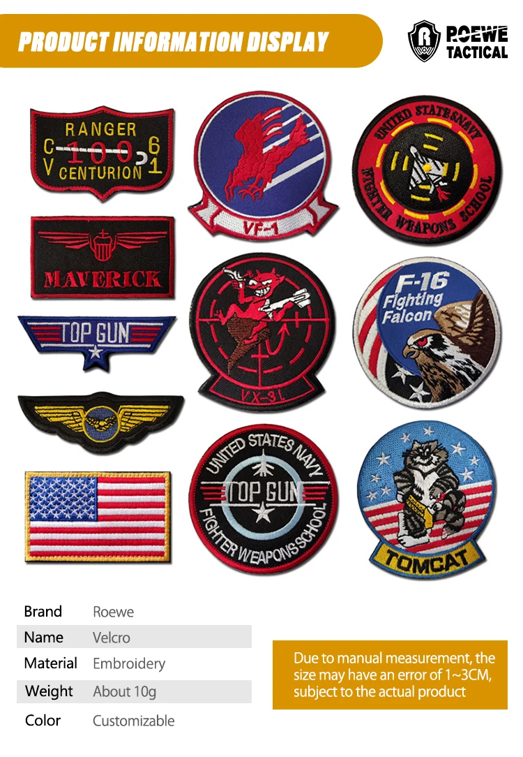 In Stock 3d Embroidery Hook And Loop Usa Top Gun Flight Test Maverick