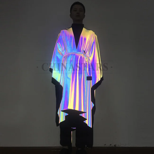 Manufacturer Direct Sales Customized Outdoor Fashion Adjustable Iridescent rainbow Coat Reflective Cloak