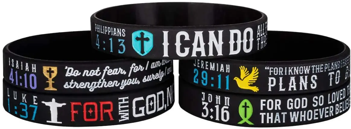 Sainstone Power of Faith Baseball Bible Silicone Bracelets with  Inspirational Scriptures Philippians 4:13, Jeremiah 29:11, Isaiah 41:10,  Motivational