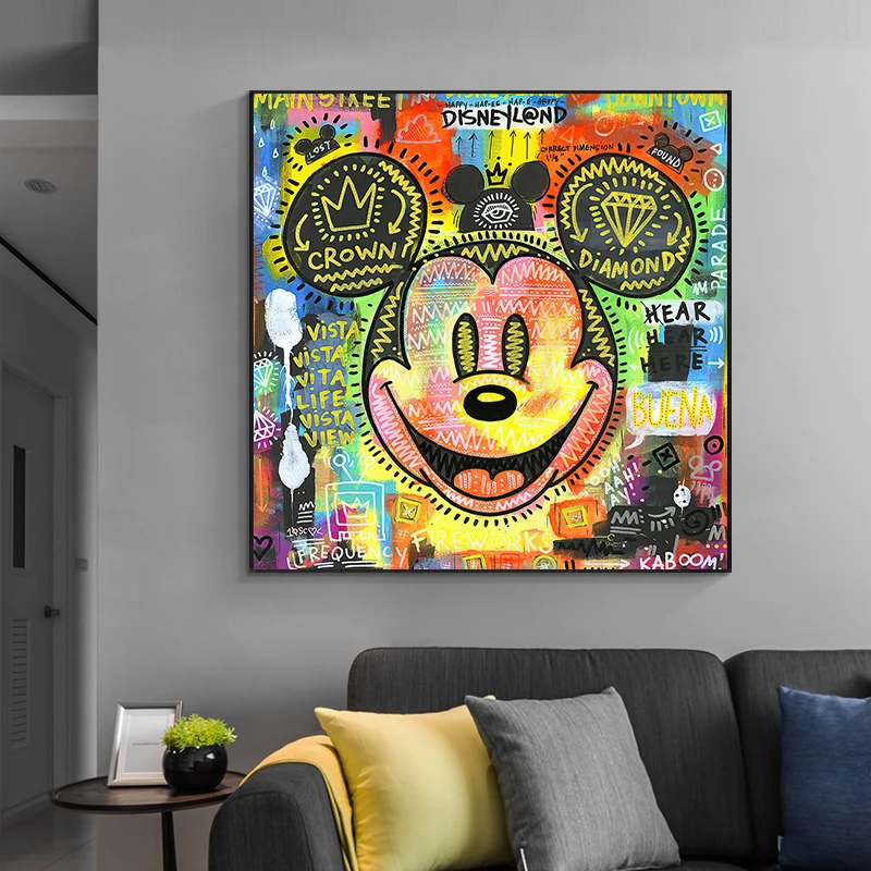 Cartoon Street Graffiti Pop Art Mouse Wall Art Pictures And Posters Print Canvas  Painting For Living Room Home Decoration - Buy Canvas Painting,Art  Print,Decor Painting Product on 
