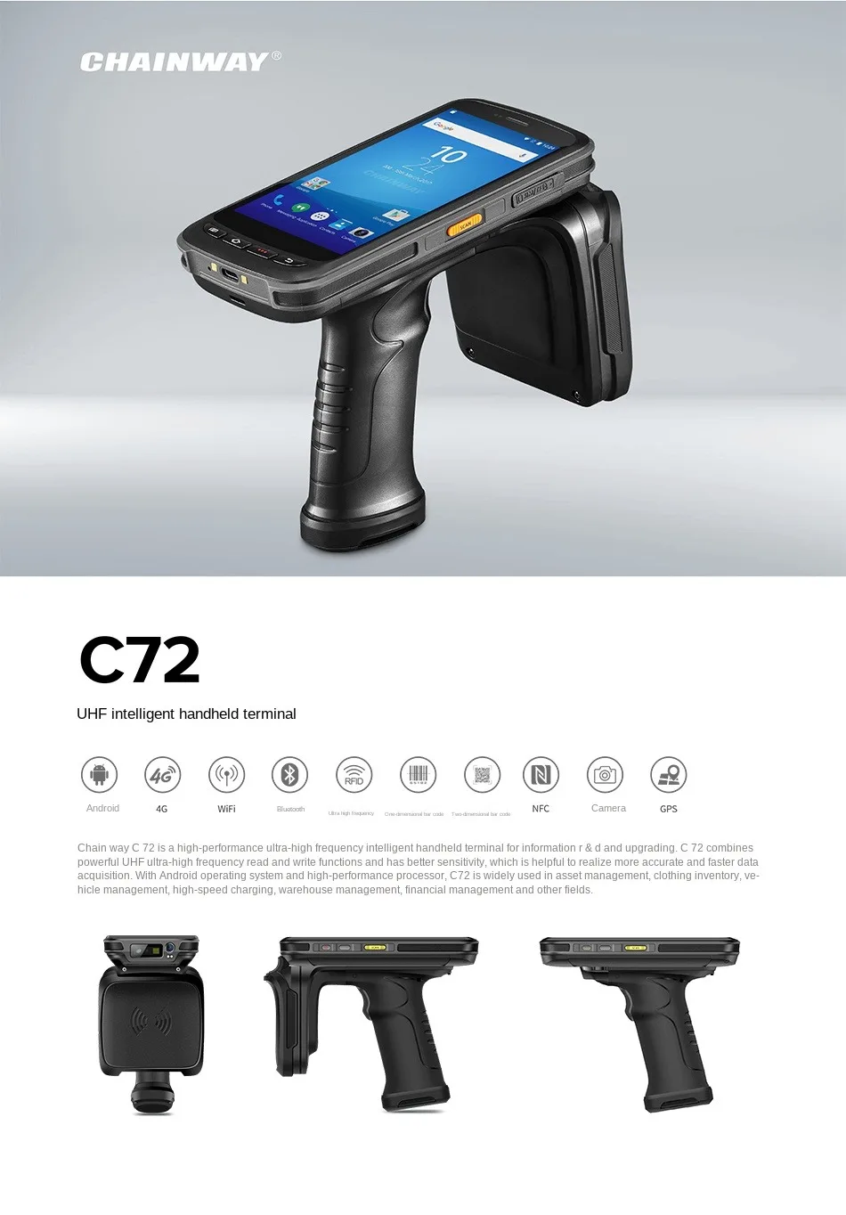 Long-range Read Uhf Rfid C72 Handheld Reader Android Uhf Handheld ...