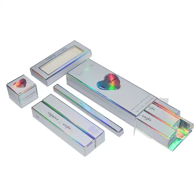 Custom Logo Full Colors Lipstick Paper Box Glitter Holographic Balm Tube Kit Printing  Lip gloss Lipstick Tube Packaging Box