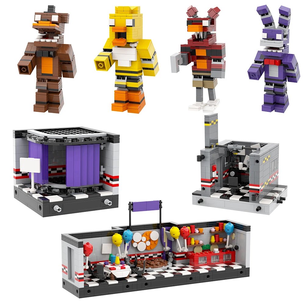 Moc1266-1269 Fnaf Five Nights At Freddy Bonnie Foxy Chica Horror Game Stage  Office Decoration Model Building Blocks Kids Toys - Buy Horror Game Series  Scenes Building Blocks Diy Concert Stage Office ...