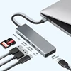 6 in 1 USB Type C Hub Adapter with 4K HDTV Multiport Card Reader USB3.0 TF PD SD Reader All in One for PC Computer Accessories