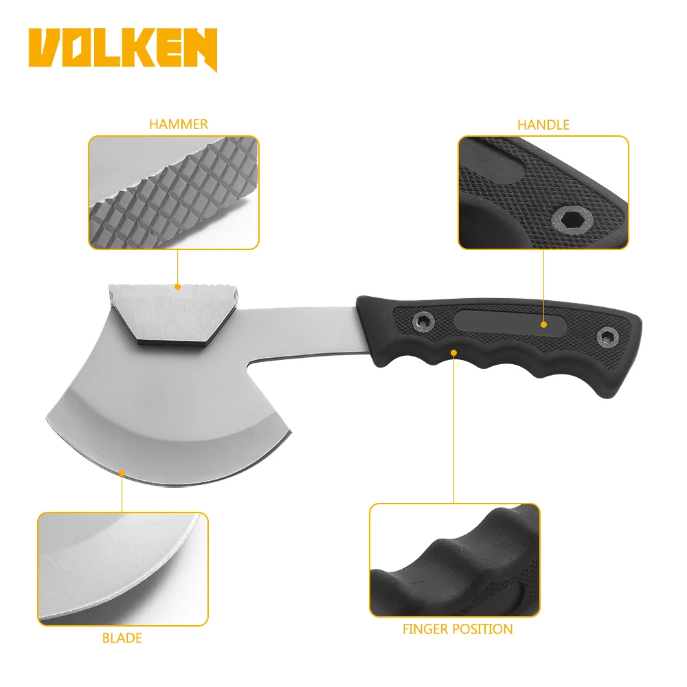 Camping Kit Multi Function Stainless Steel Axe Camping Axe With Sheath Rubber and Plastic Material