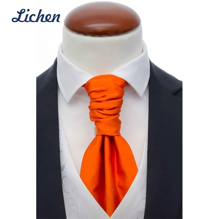 Funny Solid Color Polyester Men Custom Logo Ascot Cravat for Sale