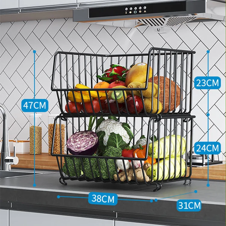 Stainless Steel Stackable Movable Drain Kitchen Baskets Storage ...