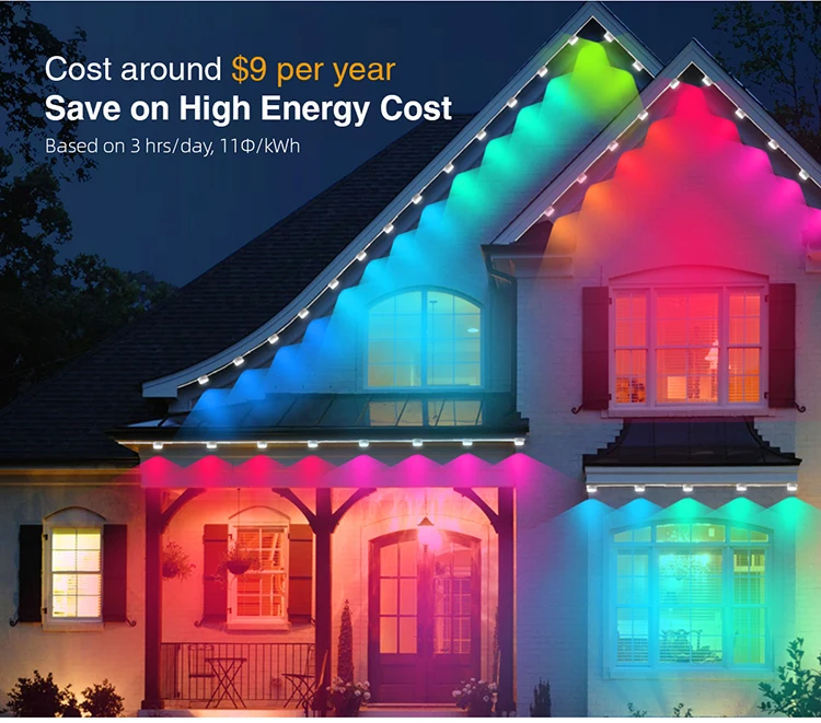 Luxfond Hot Sale Christmas Holiday Decoration Ip68 Waterproof Rgbic Led Permanent Outdoor String