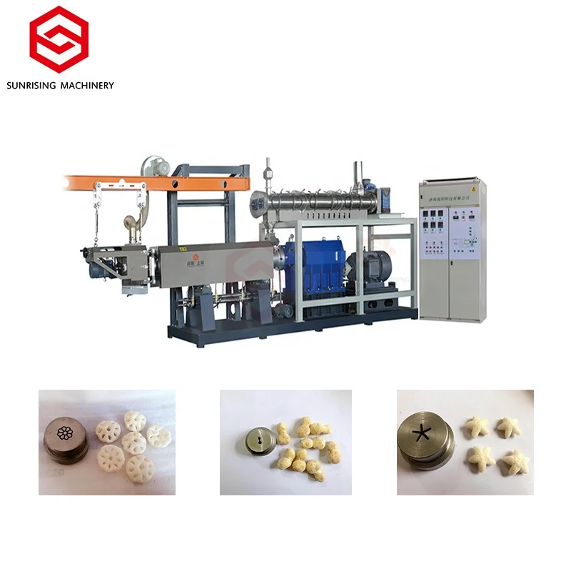Automatic Double Screw Extruder Full Production Line Puffing Cheese Ball Puffed Corn Snacks Making Machine for Food Industry Gas