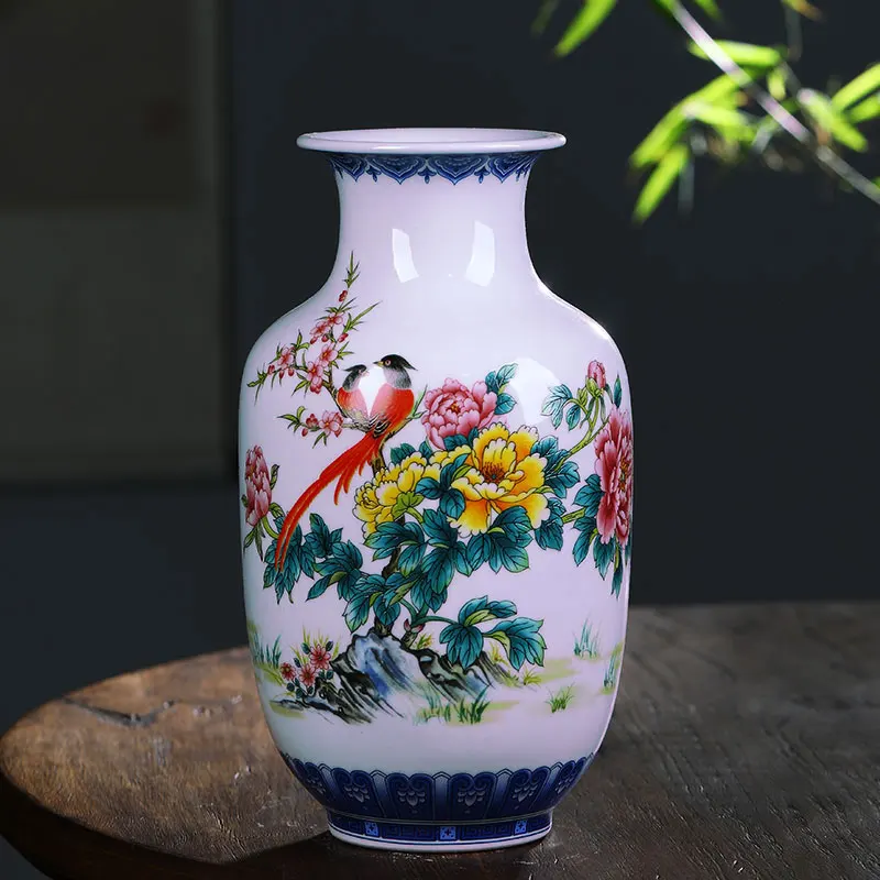 景德镇陶瓷花瓶仿古青花瓷插花中式家居玄关电视柜博古架