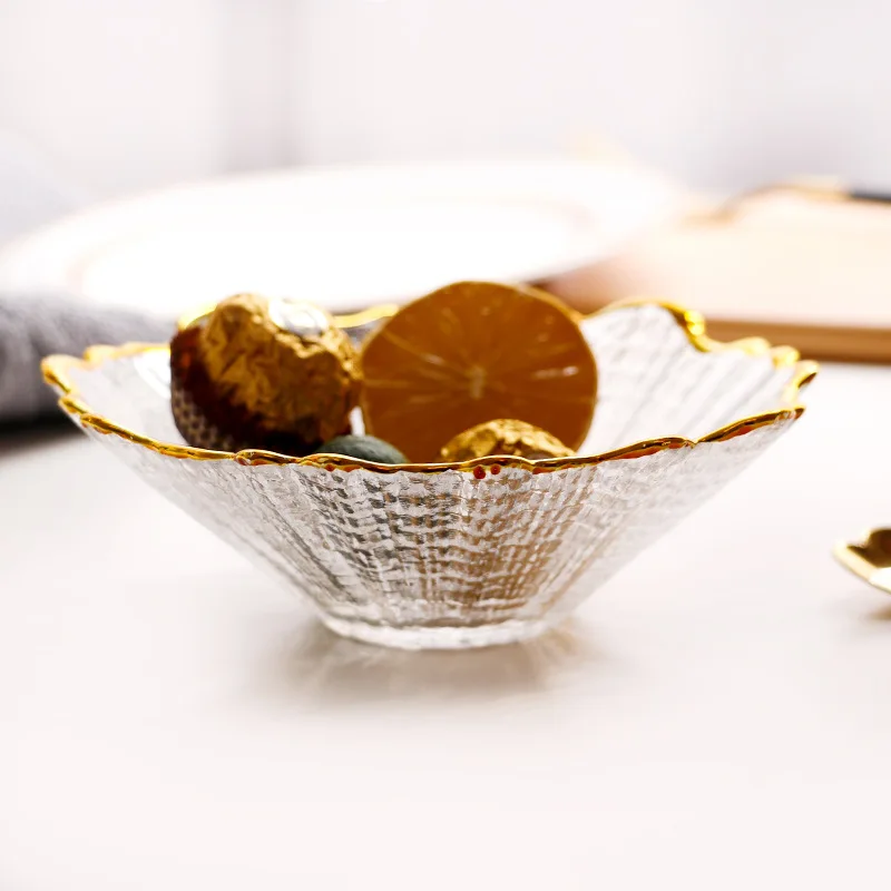 Hammered Irregular Glass Tableware Vegetable Fruit Salad Dessert Household Soup Plate