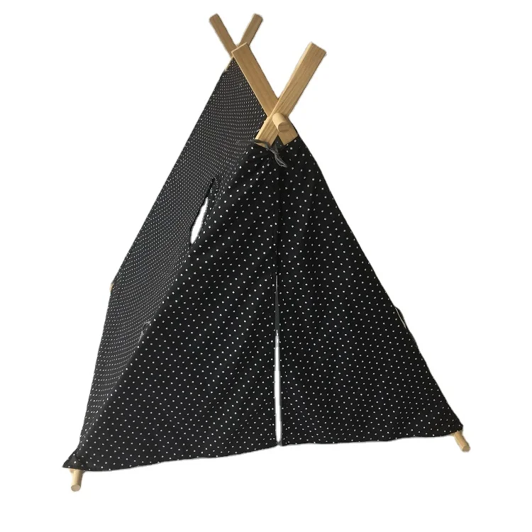 Kids Indoor Playhouse, Indian Teepee Tent Cotton Canvas Four Poles With Window Portable Tent For Kids