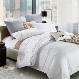 Luxury Cotton Twill Woven Embroidery Lace Chinese New Year Duvet Cover Set Bed Linen