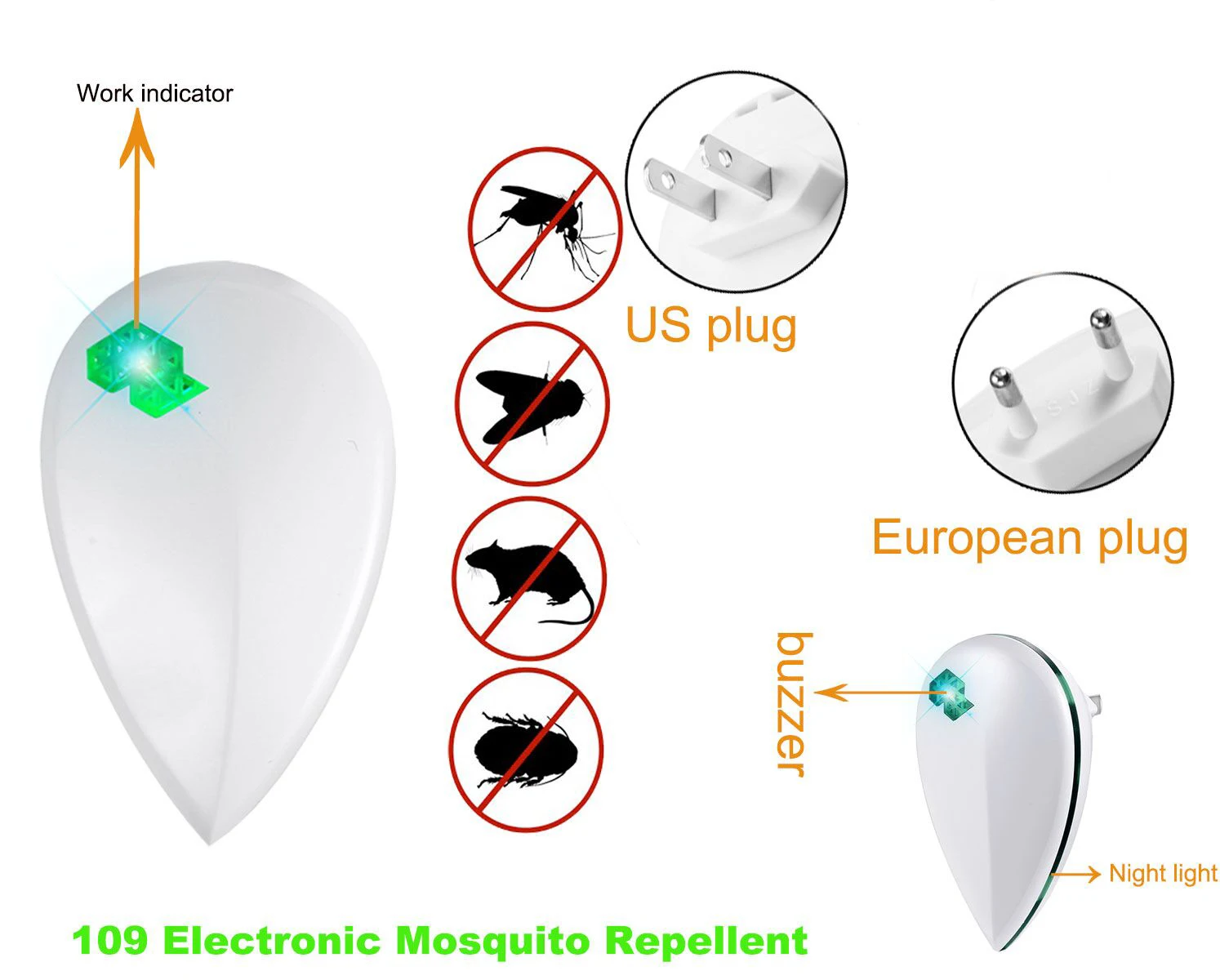 SJZ best-selling portable USB rechargeable ultrasonic electronic insect repellent details