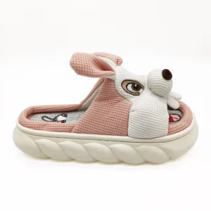2026 Best Selling Cute Rabbit Linen for Slippers for Women Indoor Anti-Slip Thick Sole House for Slippers Soft Cushioning TPR fo