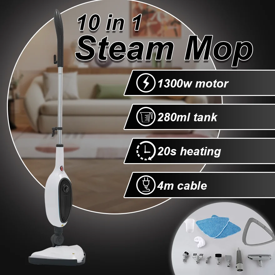 Purolf Portable Handheld 12 in 1 Corded Steam Mop With Removable Handheld Steamer Cleaner for Tile and Hardwood Floors