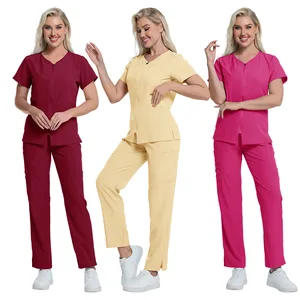 Export Moisture Wicking Polyester Wash Hand Clothes Split Set Short Sleeve Brush Unisex Dental Clinic Doctor Work Clothes