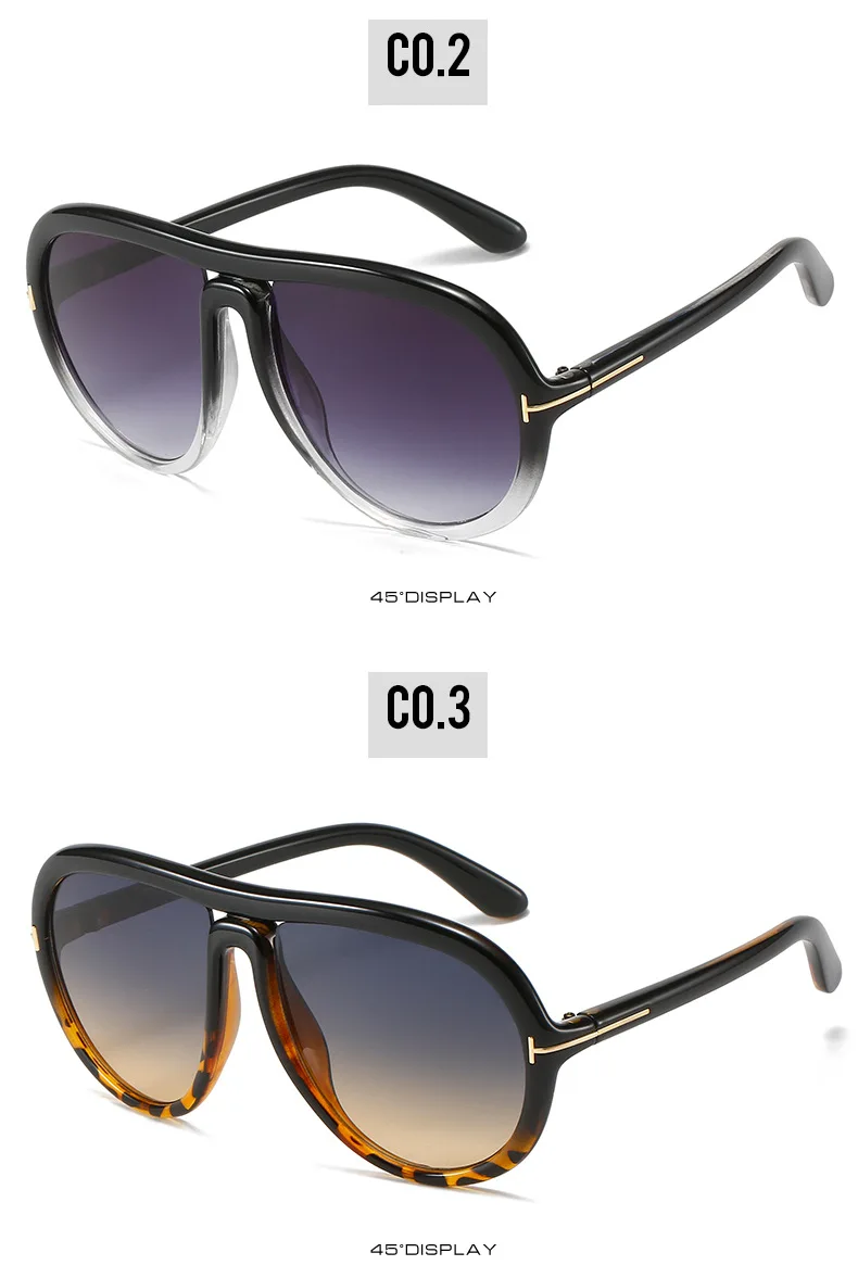 2022 New Brand Oversized Fashion Sunglasses Women Luxury Designer Retro ...