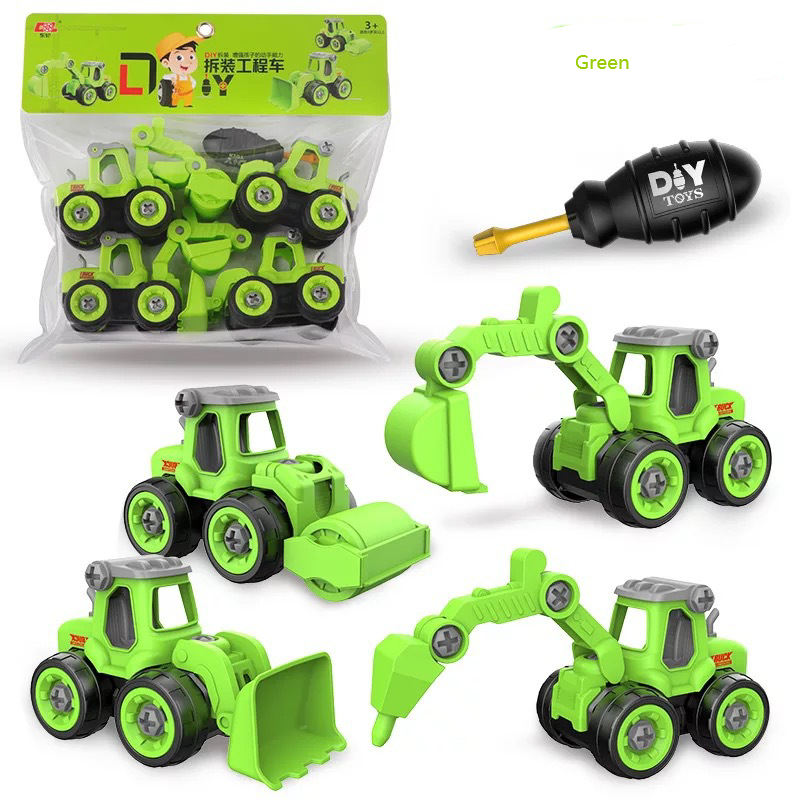 Kids disassembly and assembly engineering truck excavator bulldozer educational toys interesting diy car kit with screw