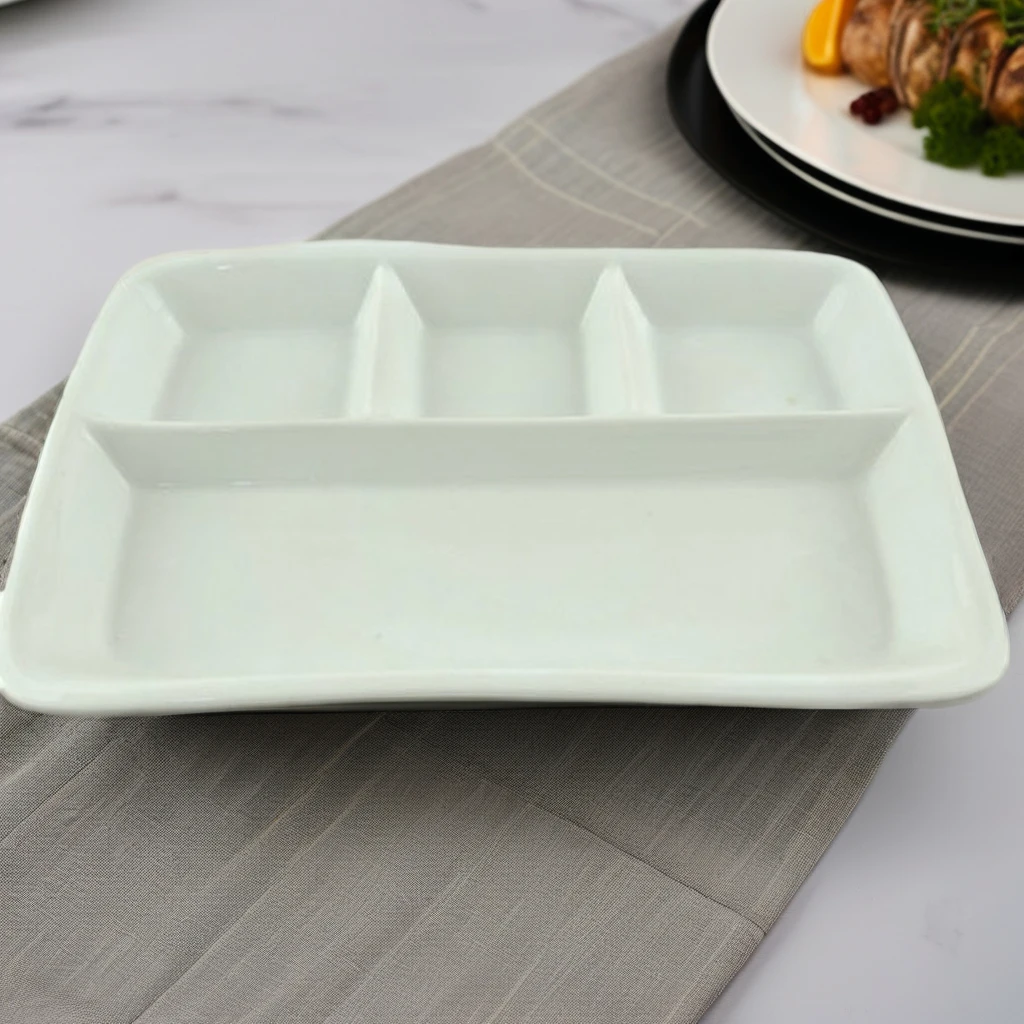 European Design High Quality Ceramic Dinner Plates Tray Square Pattern for Home Airline Hotels Commercial Buyer Use factory