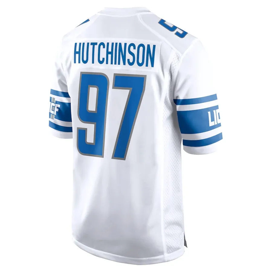 Aidan Hutchinson Blue Custom Stitched Football UNSIGNED Jersey Men's