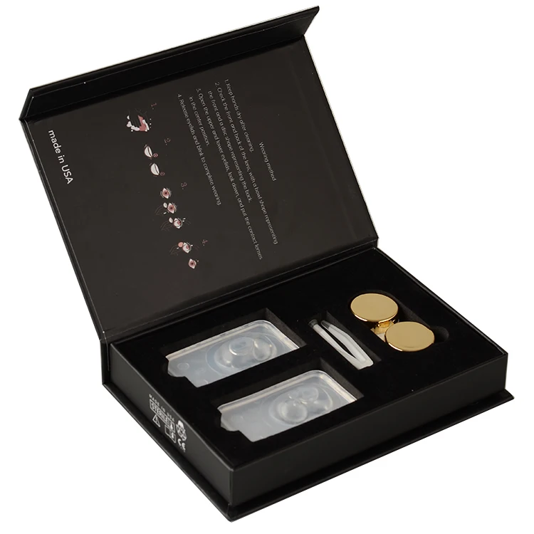 Custom Paper Magnetic Packing Colorful Cosmetic Eye Contact Lenses Packaging Box Contacts Lenses Box