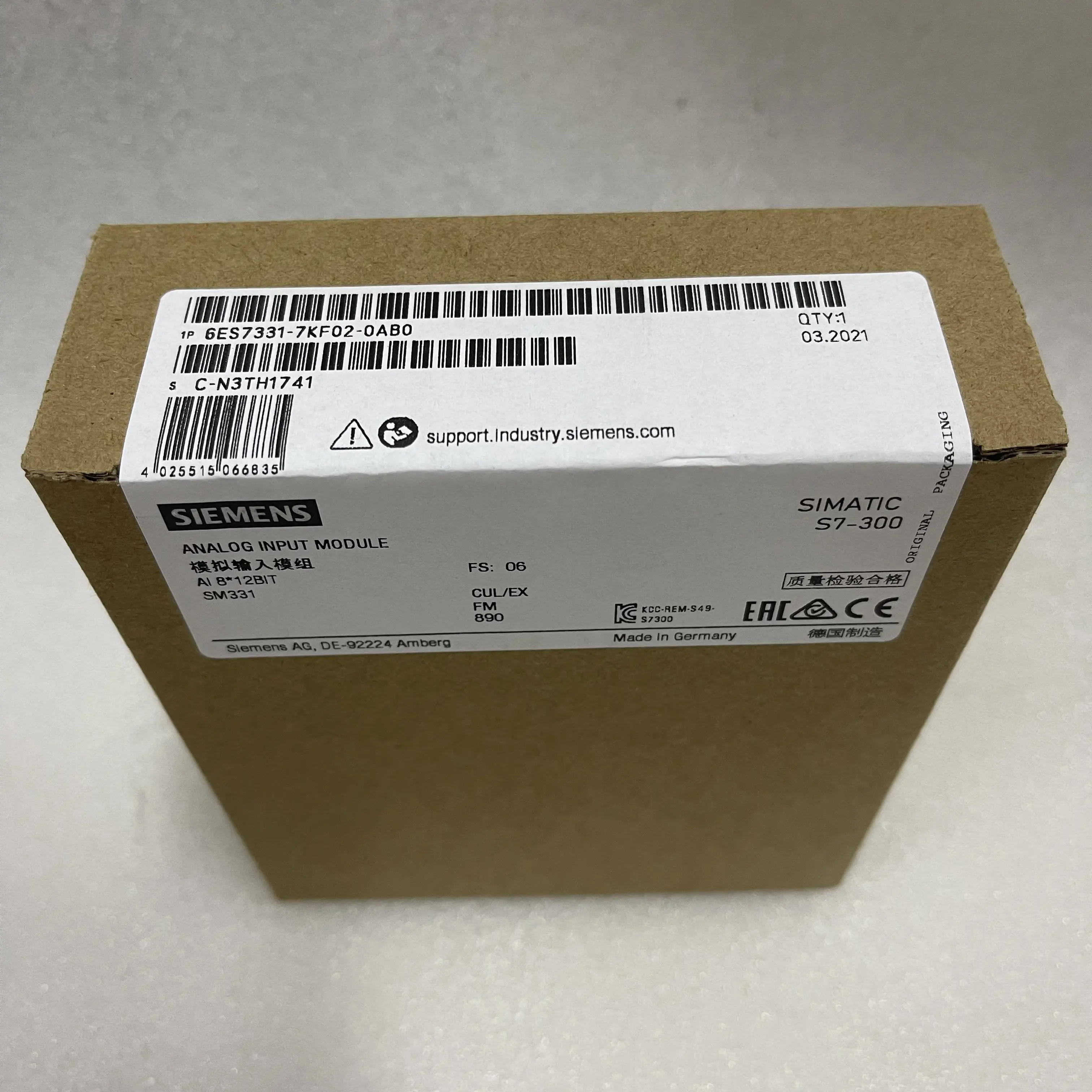 SIEMENS Analog Input Module SM331 6ES7331‑7KF02‑0AB0