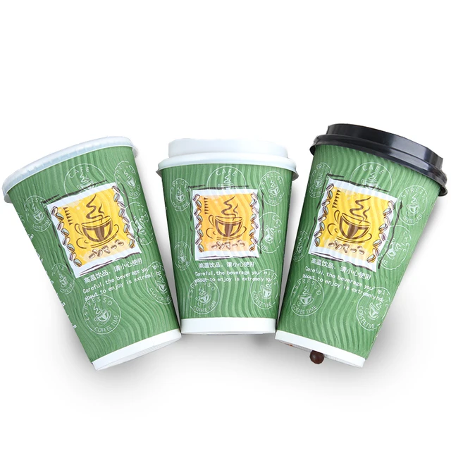 Custom Eco Friendly 4/7/8/10/12/16/20 OZ Disposable Hot Beverage Ripple Double Wall Coffee Cup